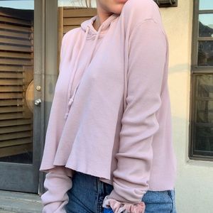 BRANDY MELVILLE cropped Henley Hoodie TOP